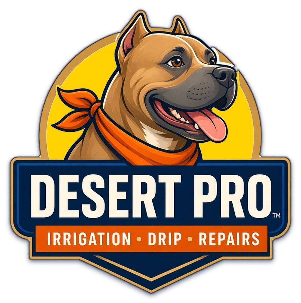 Desert Pro Irrigation dog mascot badge